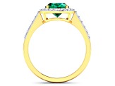 1.92ctw Green Emerald and Diamond 14K Yellow Gold Halo Ring