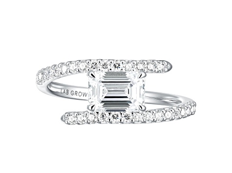White Lab-Grown Diamond H VS2 Rhodium Over Sterling Silver Bypass Ring 1.45ctw