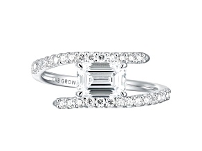 White Lab-Grown Diamond H VS2 Rhodium Over Sterling Silver Bypass Ring 1.45ctw