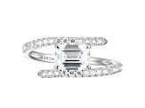 White Lab-Grown Diamond H VS2 Rhodium Over Sterling Silver Bypass Ring 1.45ctw