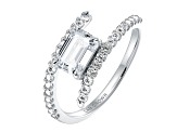 White Lab-Grown Diamond H VS2 Rhodium Over Sterling Silver Bypass Ring 1.45ctw