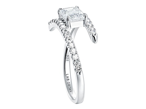 White Lab-Grown Diamond H VS2 Rhodium Over Sterling Silver Bypass Ring 1.45ctw