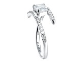 White Lab-Grown Diamond H VS2 Rhodium Over Sterling Silver Bypass Ring 1.45ctw