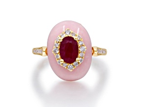 14K Yellow Gold Ruby & Diamond Ring