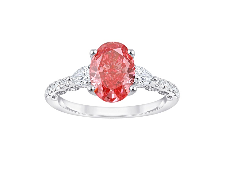 Pink and White Lab-Grown Diamond Certified G SI2 10K White Gold Ring 2.50ctw