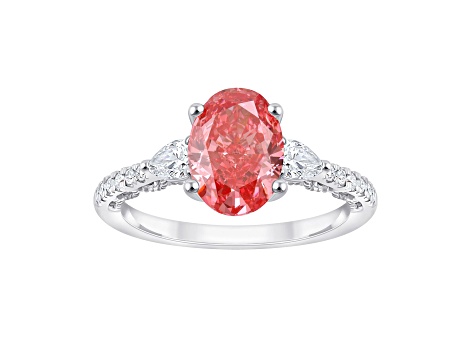 Pink and White Lab-Grown Diamond Certified G SI2 10K White Gold Ring 2.50ctw