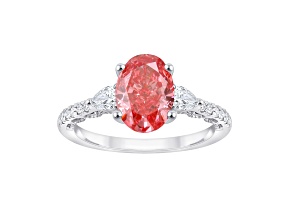 Pink and White Lab-Grown Diamond Certified G SI2 10K White Gold Ring 2.50ctw