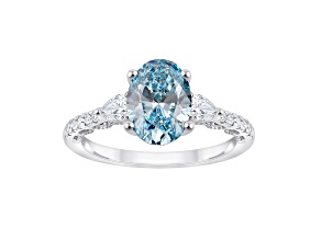 Blue and White Lab-Grown Diamond Certified G SI2 10K White Gold Ring 2.50ctw