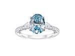 Blue and White Lab-Grown Diamond Certified G SI2 10K White Gold Ring 2.50ctw