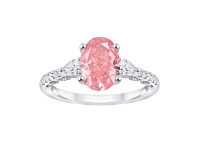 Light Pink and White Lab-Grown Diamond Certified G SI2 10K White Gold Ring 2.50ctw
