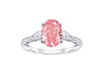 Light Pink and White Lab-Grown Diamond Certified G SI2 10K White Gold Ring 2.50ctw