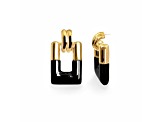 14K Gold Over Brass Black Rectangle Door Knocker Earrings