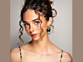 14K Gold Over Brass Black Rectangle Door Knocker Earrings