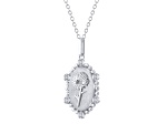 Diamond Sterling Silver Birth Flower April Daisy Pendant with Chain 0.10ct