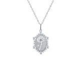 Diamond Sterling Silver Birth Flower April Daisy Pendant with Chain 0.10ct