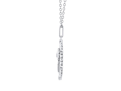 Diamond Sterling Silver Birth Flower April Daisy Pendant with Chain 0.10ct