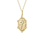 Diamond 18K Yellow Gold Over Sterling Silver Birth Flower April Daisy Pendant with Chain 0.10ct
