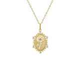 Diamond 18K Yellow Gold Over Sterling Silver Birth Flower April Daisy Pendant with Chain 0.10ct