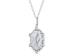 Diamond Sterling Silver Birth Flower July Water Lilly Pendant with Chain 0.10ct