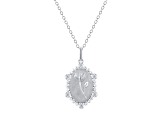 Diamond Sterling Silver Birth Flower July Water Lilly Pendant with Chain 0.10ct
