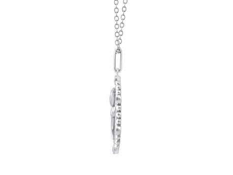 Diamond Sterling Silver Birth Flower July Water Lilly Pendant with Chain 0.10ct