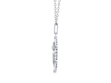Diamond Sterling Silver Birth Flower July Water Lilly Pendant with Chain 0.10ct