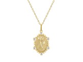 Diamond 18K Yellow Gold Over Sterling Silver Birth Flower July Water Lilly Pendant with Chain 0.10ct