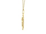 Diamond 18K Yellow Gold Over Sterling Silver Birth Flower July Water Lilly Pendant with Chain 0.10ct