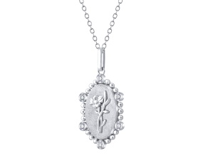 Diamond Sterling Silver Birth Flower August Poppy Pendant with Chain 0.10ct