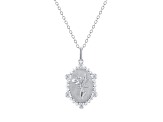 Diamond Sterling Silver Birth Flower August Poppy Pendant with Chain 0.10ct