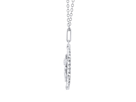 Diamond Sterling Silver Birth Flower August Poppy Pendant with Chain 0.10ct
