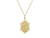 Diamond 18K Yellow Gold Over Sterling Silver Birth Flower August Poppy Pendant with Chain 0.10ct