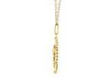 Diamond 18K Yellow Gold Over Sterling Silver Birth Flower August Poppy Pendant with Chain 0.10ct