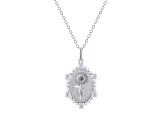 Diamond Sterling Silver Birth Flower September Sunflower Pendant with Chain 0.10ct