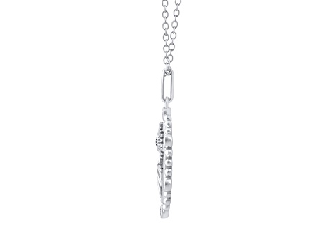 Diamond Sterling Silver Birth Flower September Sunflower Pendant with Chain 0.10ct