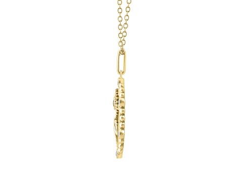 Diamond 18K Yellow Gold Over Sterling Silver Birth Flower September Sunflower Pendant w/Chain 0.10ct