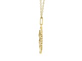 Diamond 18K Yellow Gold Over Sterling Silver Birth Flower September Sunflower Pendant w/Chain 0.10ct