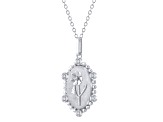 Diamond Sterling Silver Birth Flower October Cosmos Pendant with Chain 0.10ct