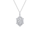 Diamond Sterling Silver Birth Flower October Cosmos Pendant with Chain 0.10ct