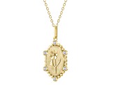 Diamond 18K Yellow Gold Over Sterling Silver Birth Flower October Cosmos Pendant with Chain 0.10ct