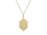 Diamond 18K Yellow Gold Over Sterling Silver Birth Flower October Cosmos Pendant with Chain 0.10ct