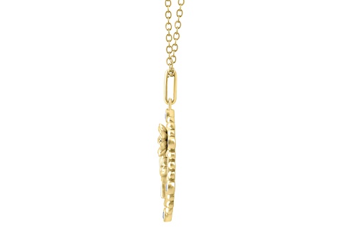 Diamond 18K Yellow Gold Over Sterling Silver Birth Flower October Cosmos Pendant with Chain 0.10ct