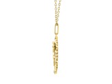 Diamond 18K Yellow Gold Over Sterling Silver Birth Flower October Cosmos Pendant with Chain 0.10ct