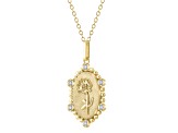 Diamond 18K Gold Over Sterling Silver Birth Flower November Chrysanthemum Pendant w/Chain 0.10ct