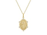 Diamond 18K Gold Over Sterling Silver Birth Flower November Chrysanthemum Pendant w/Chain 0.10ct
