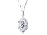 Diamond Sterling Silver Birth Flower December Holly Pendant with Chain 0.10ct