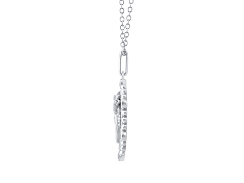 Diamond Sterling Silver Birth Flower December Holly Pendant with Chain 0.10ct