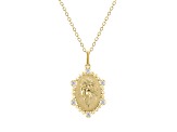 Diamond 18K Yellow Gold Over Sterling Silver Birth Flower December Holly Pendant with Chain 0.10ct