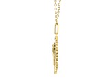 Diamond 18K Yellow Gold Over Sterling Silver Birth Flower December Holly Pendant with Chain 0.10ct