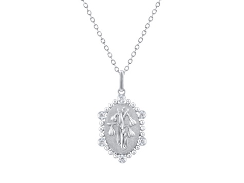 Diamond Sterling Silver Birth Flower January Snowdrop Pendant with Chain 0.10ct